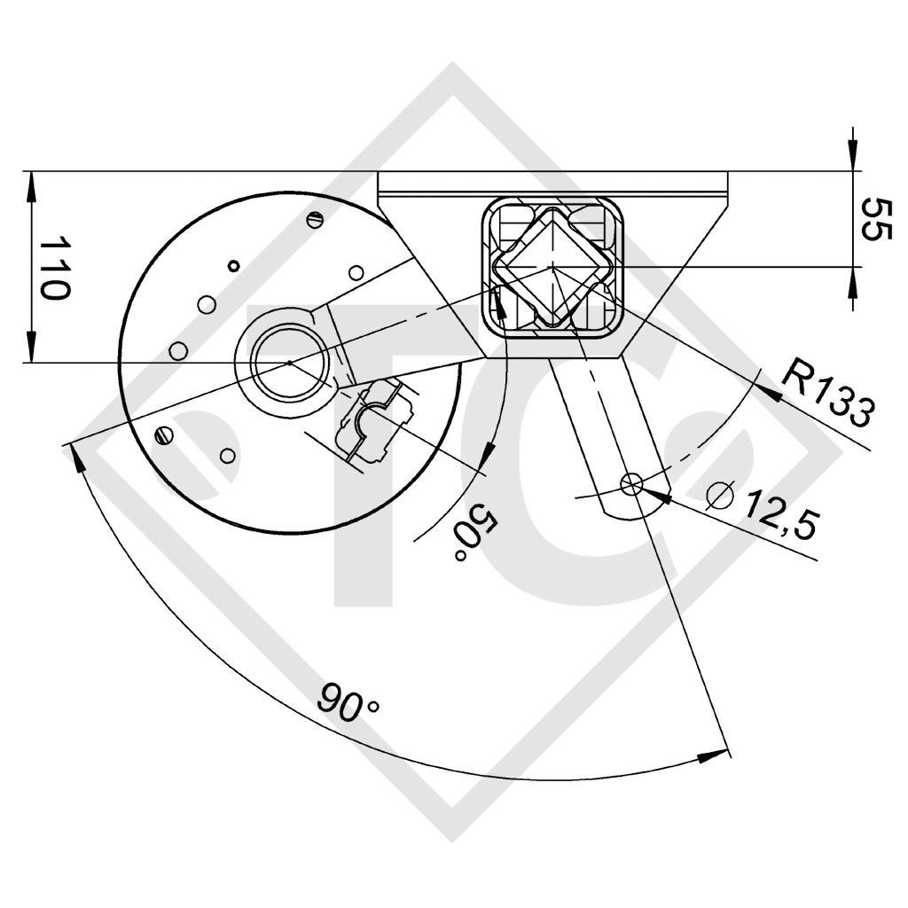 Essieu SWING 1000kg freiné type d'essieu CB 1005, 46.20.382.024