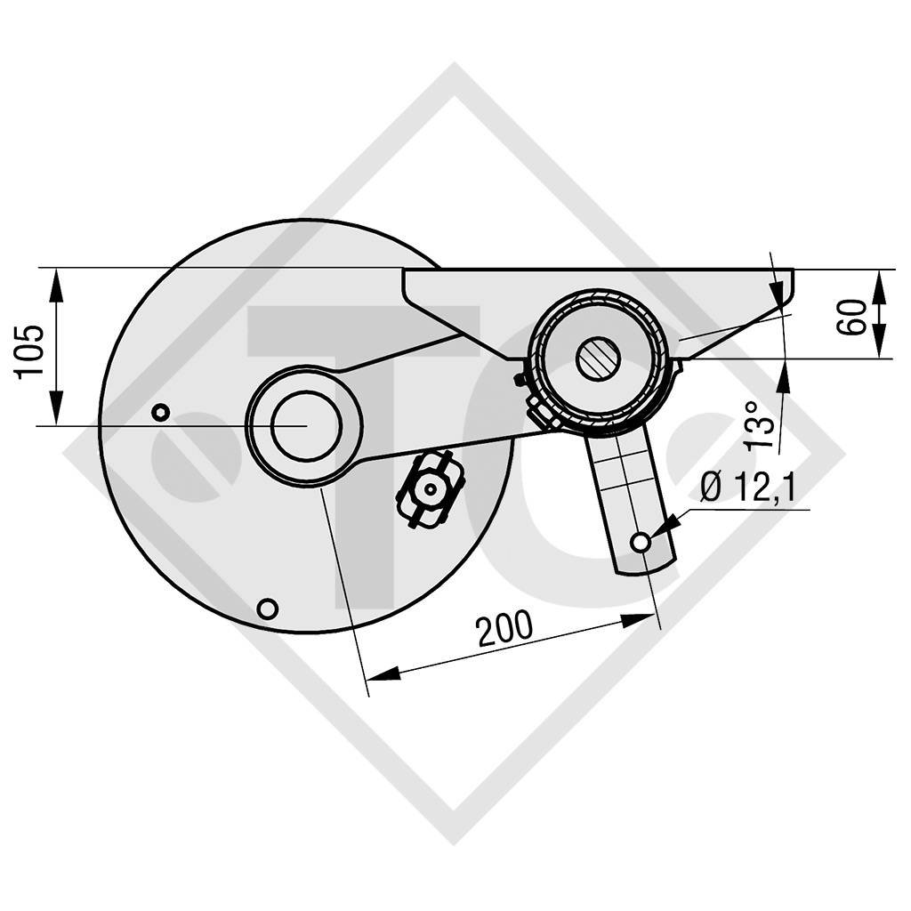 Essieu RONDO 1800kg freiné type d'essieu DB 1805, 45.32.368.600