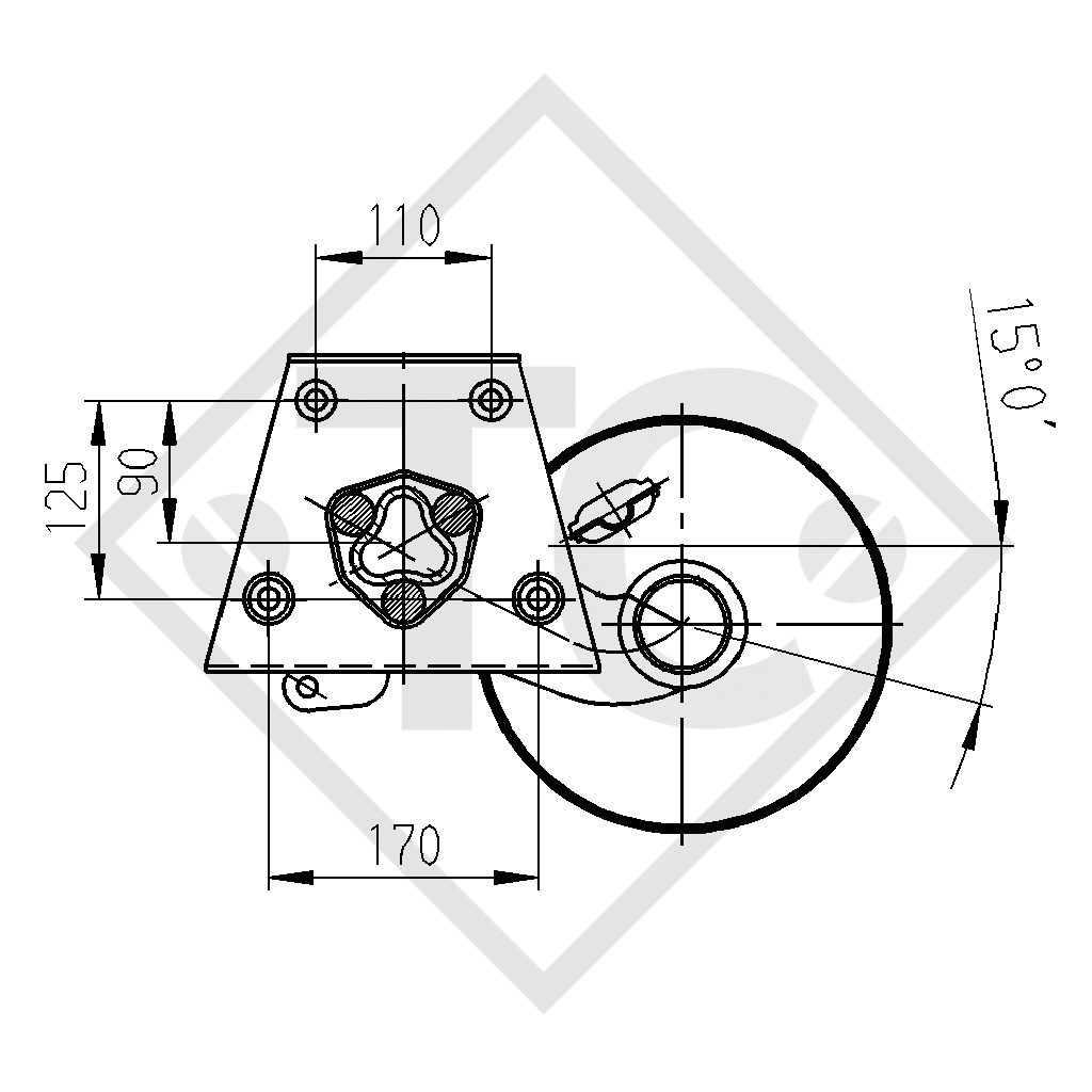 Braked axle 1600kg EURO axle type DELTA SI-N 14-2