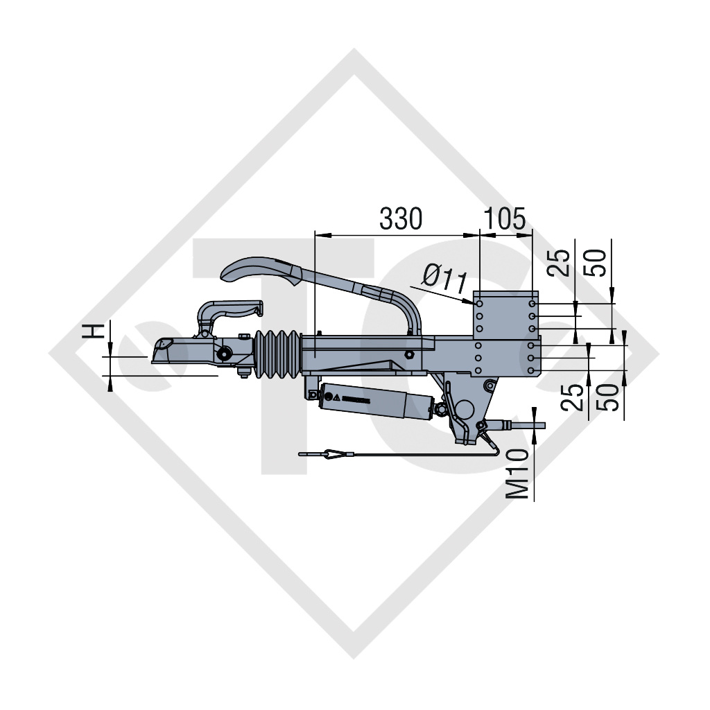 Commande de freinage avec semelle en V type ZAF 3.0-3, 1800 à 2800kg, 48.44.581.200