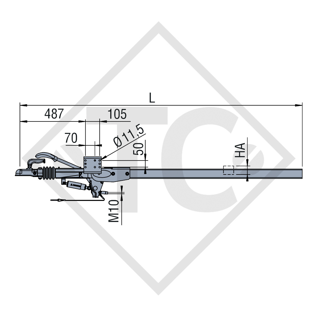 Repulsore ZAAR 2.0-1 con freno a repulsione ZAAQ2.0 / ZDG8-3 timone diritto 1250 - 2000kg, 48.36.181.073