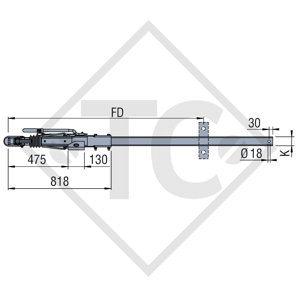 Instalación de lanza ZAAR 1.35-1 con enganche de inercia modelo ZAAQ1.35-3 / ZDG7-3 lanza recta 750 a 1350kg, 48.25.181.108