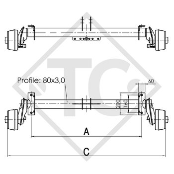 Assale frenato 900kg EURO COMPACT tipo di assale B 850-5