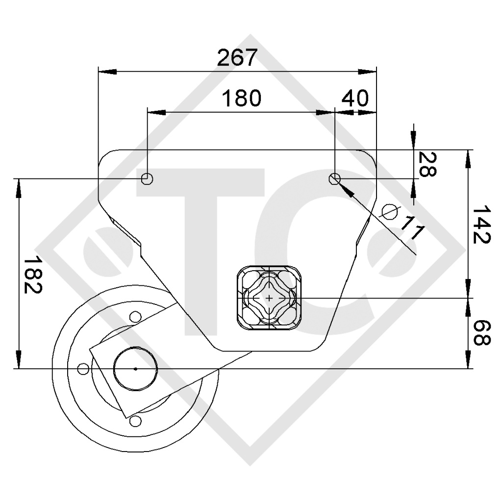 Assale sfrenato 750kg ECO tipo di assale CB 754, 46.14.000.002, HUMBAUR