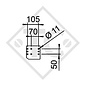 Timon coude carré freiné type 2,8 VB/1-C - K35-S avec timon pivotant 2500 à 3500kg