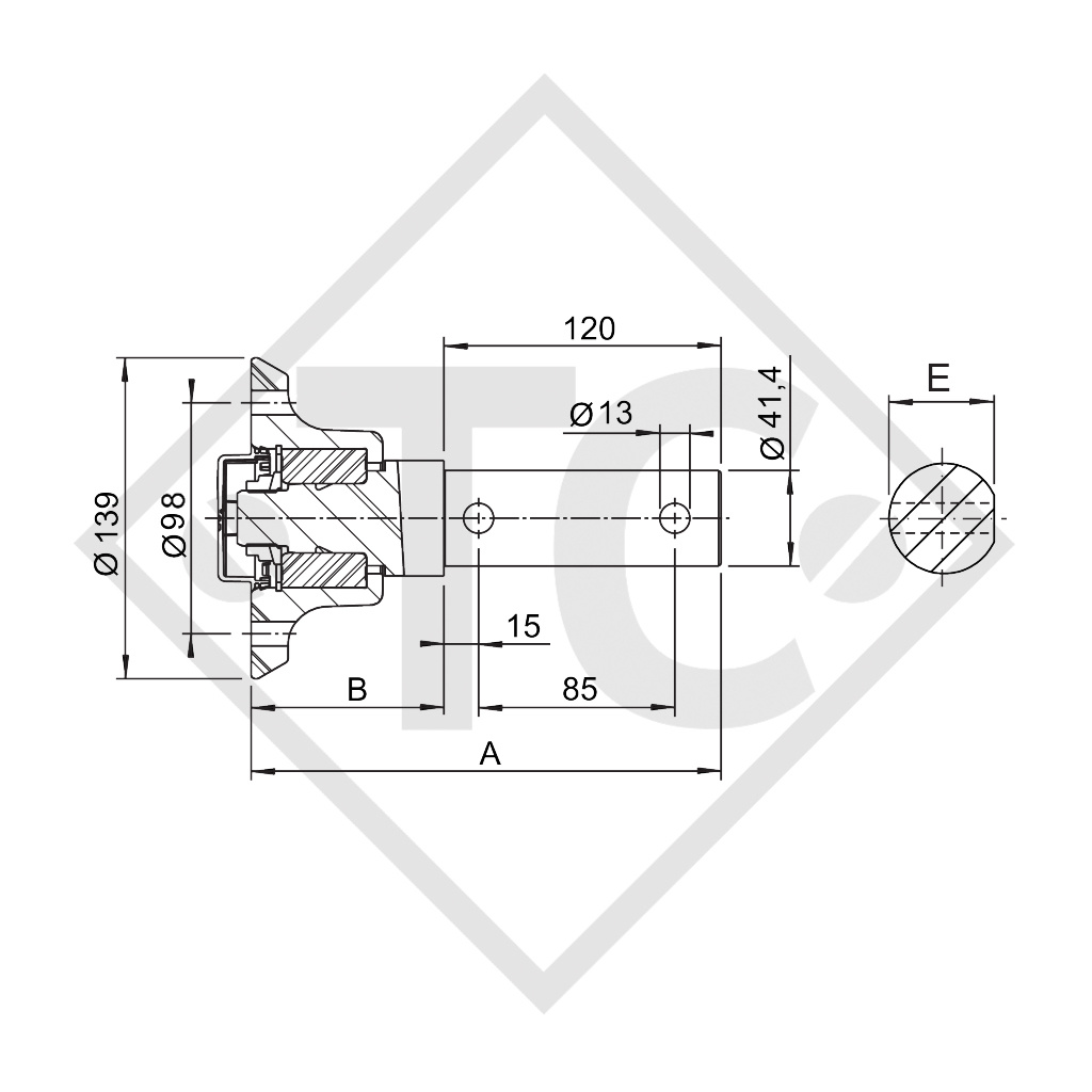 Hub watertight with stub for screwing in