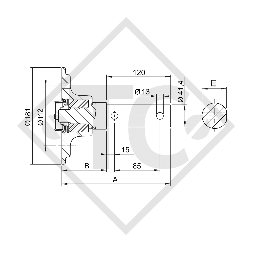 Hub watertight with stub for screwing in