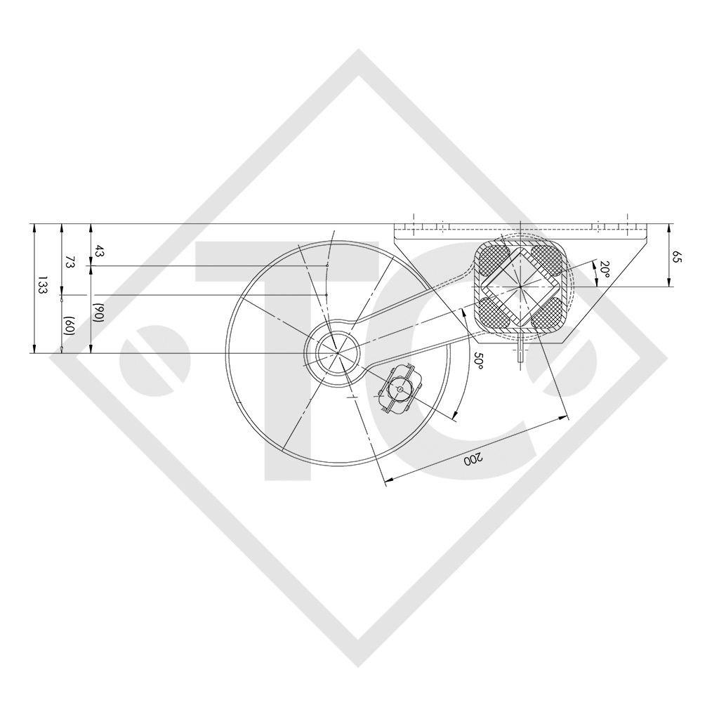 Braked axle 1500kg axle type CS 1505, 46.27.358.261