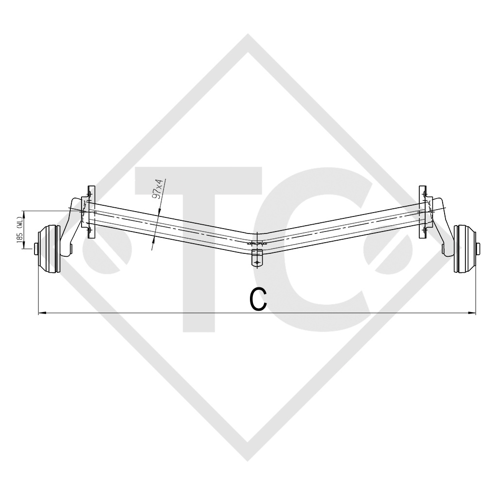 Braked axle 1360kg EURO Plus axle type DELTA SIN 12-3