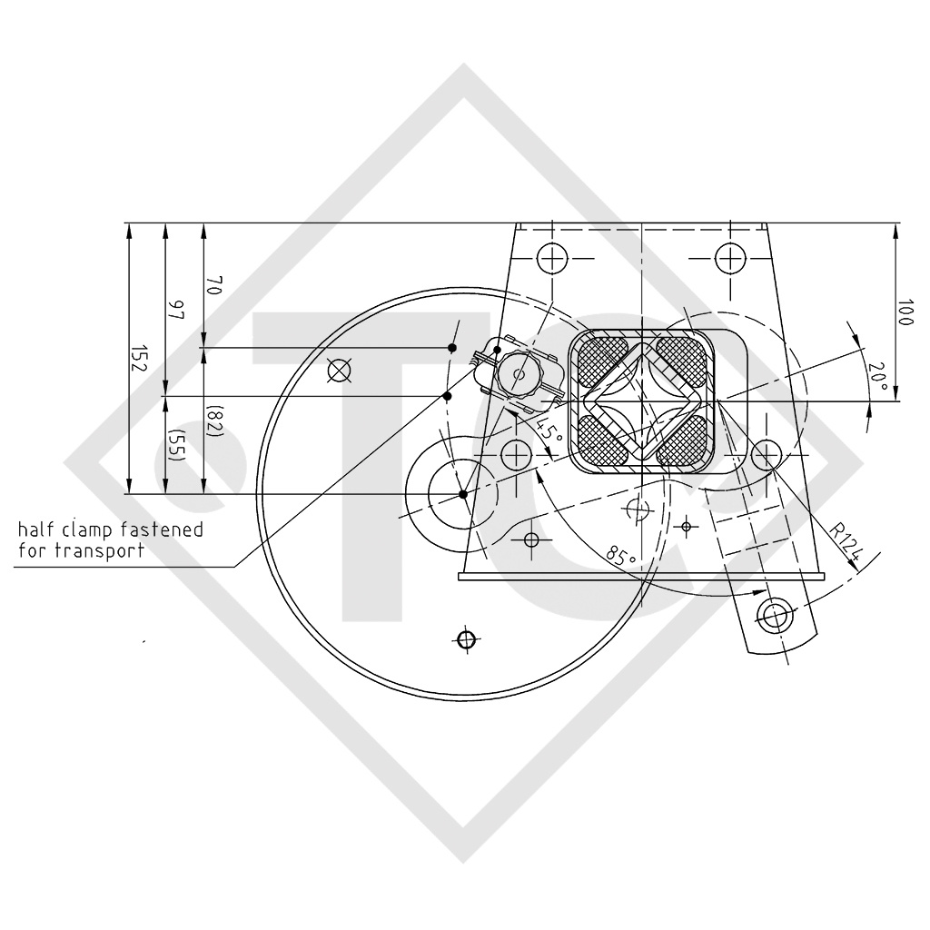 Braked axle SWING 1350kg axle type SCB 1355, 46.24.316.915, 4013362