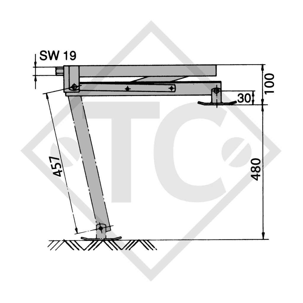 COMPACT corner steady load capacity 800kg, for front left and rear right, suitable for all trailer types