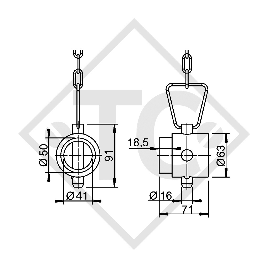 Steady leg attachment construction set pivoting 90° sideways, 1223192, suitable for all trailer types