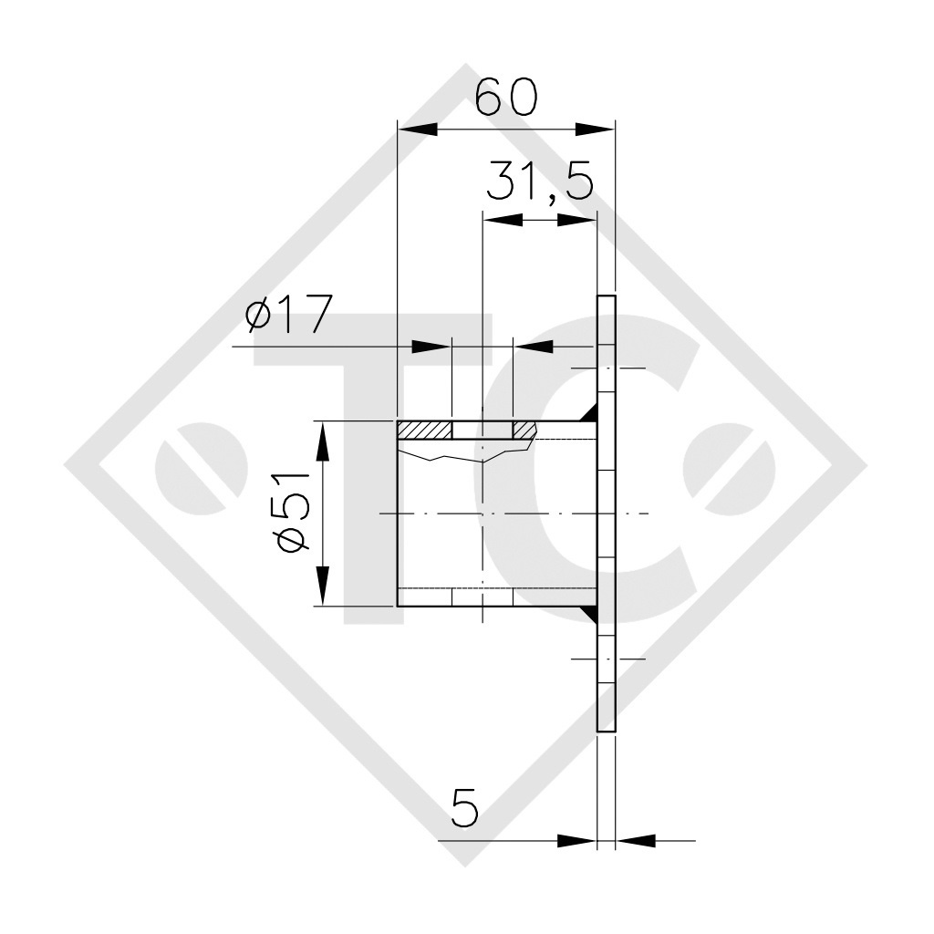 Steady leg, spindle 57mm round, pivoting 90° sideways, 1863471, suitable for all trailer types