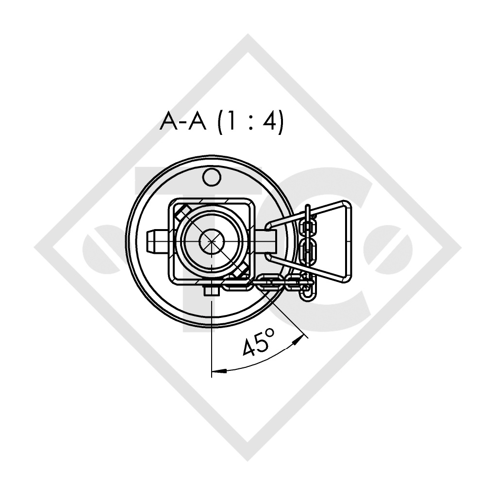 Stützfuß Spindel □60mm vierkant, 90° seitlich schwenkbar, 1863473, passend für alle gängigen Anhängertypen