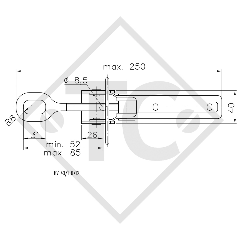 WINTERHOFF Tailgate latch type BV 40-1, packing unit 50 units