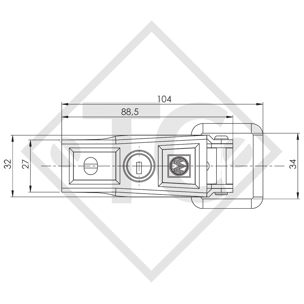 WINTERHOFF Herraje con cerradura modelo BVS 60-1, (cierre igual)