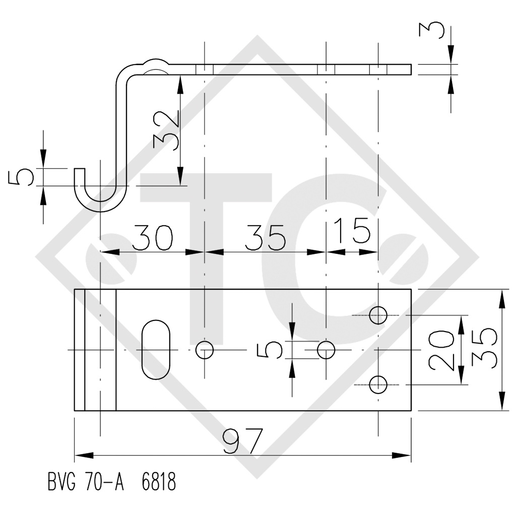 WINTERHOFF Contrapieza herraje modelo BVG 70-A, unidad de embalaje 200 unidades