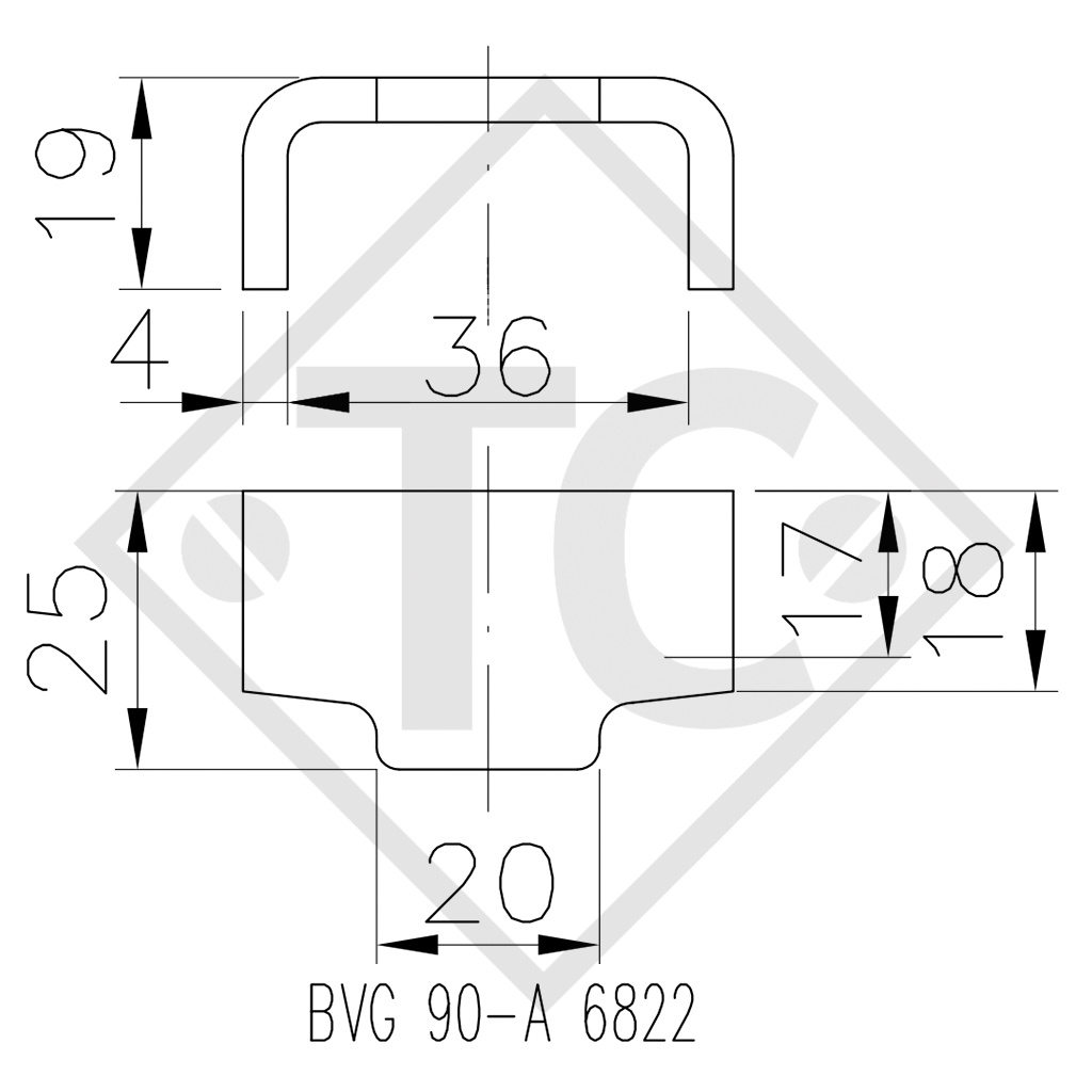 WINTERHOFF Accrochage pour fermeture de ridelle type BVG 90-A, emballage 400 unités