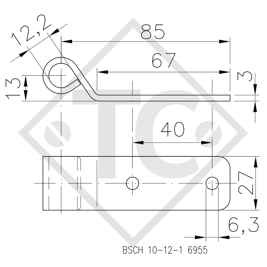 WINTERHOFF Charnière de ridelle type BSCH 10-12-90, emballage 250 unités