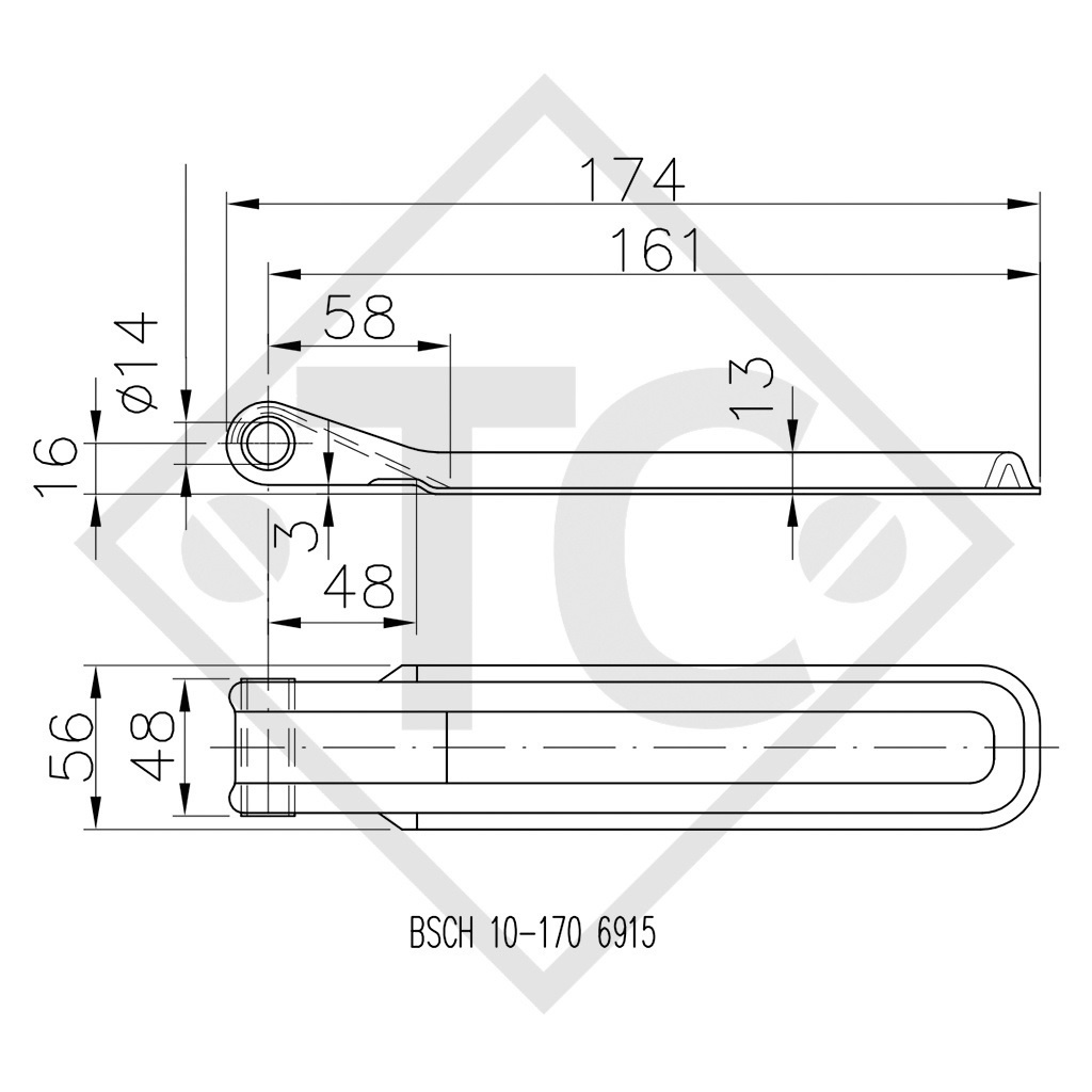 WINTERHOFF Tailgate hinge type BSCH 10-14-170, packing unit 50 units