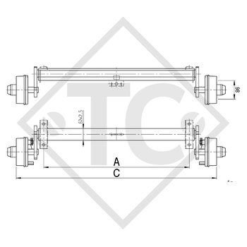 Braked axle 400kg axle type B 400-1