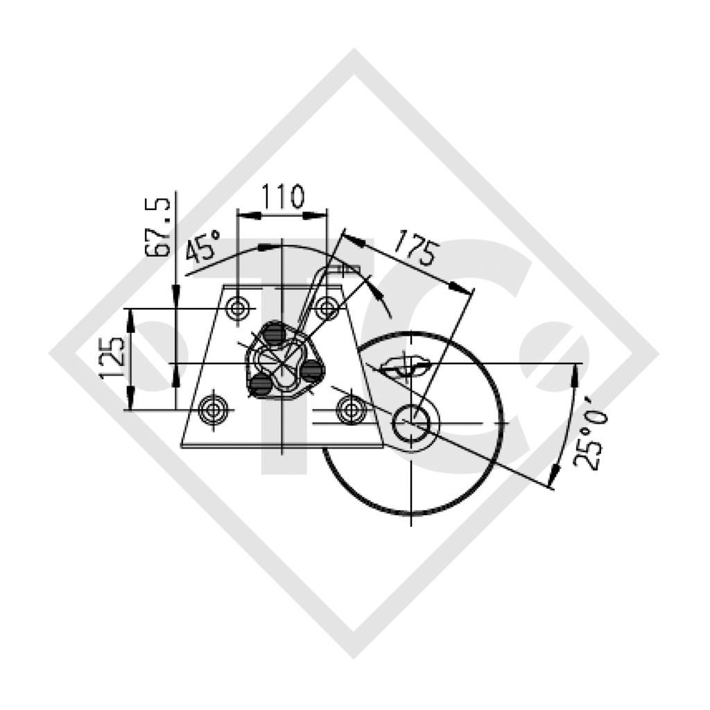 Braked axle 1500kg EURO1 axle type B 1600-3, Bailey Arizona Caravan