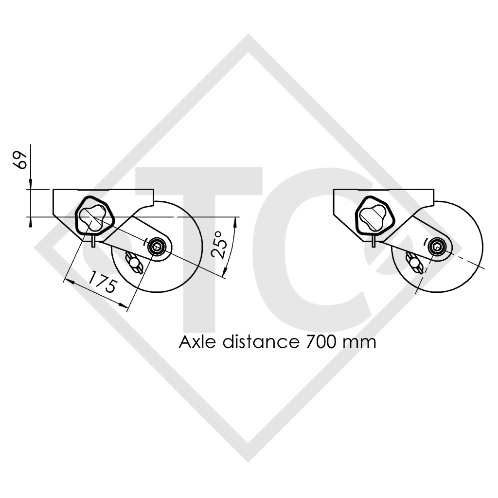 Essieu EURO1 1350kg freiné type d'essieu B 1200-6 - FITZEL EURO 2200 ZW