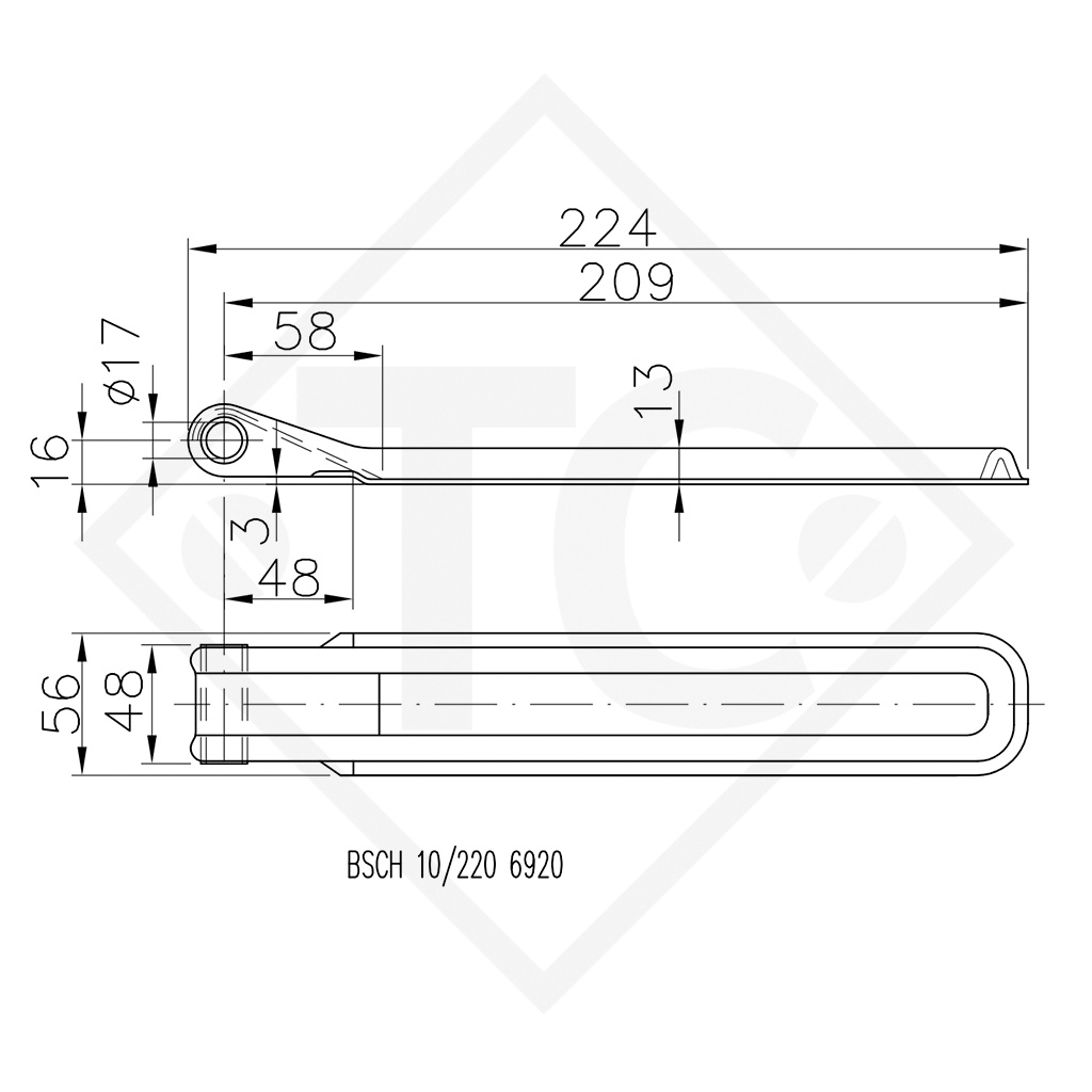 WINTERHOFF Tailgate hinge type BSCH 10-17-220, packing unit 50 units