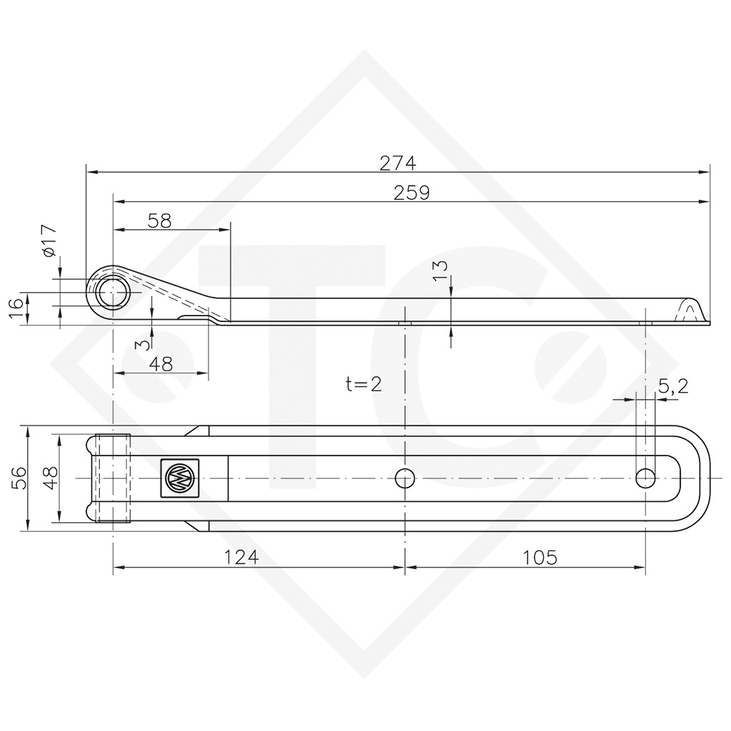 WINTERHOFF Tailgate hinge type BSCH 10-270-SO, packing unit 50 units