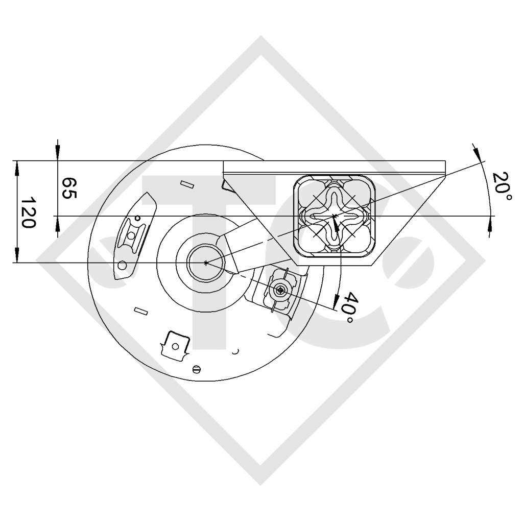 Braked axle SWING 1800kg axle type CB 1805, 46.32.368.491, HUMBAUR