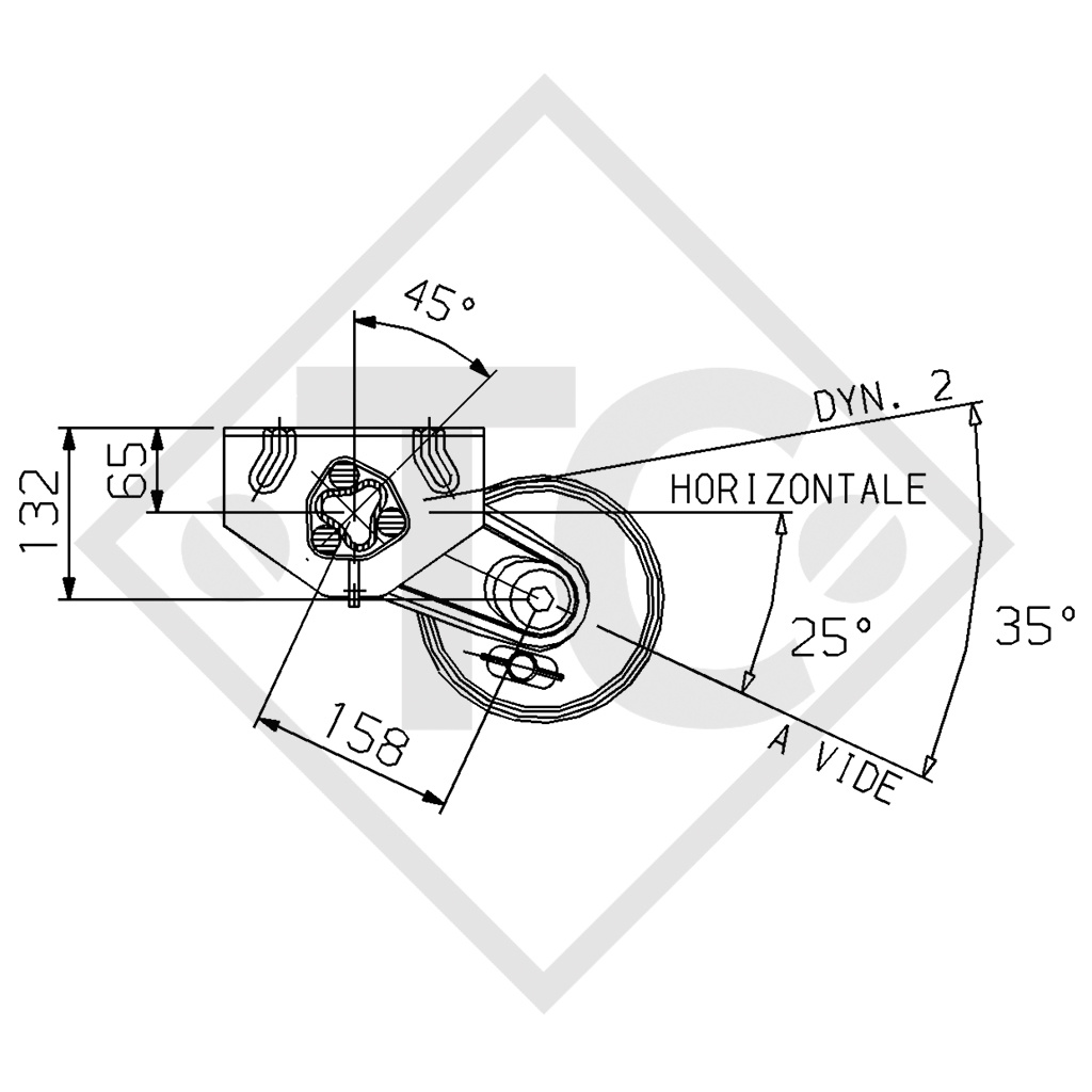 Braked axle 900kg BASIC axle type B 850-5 - Mecanorem