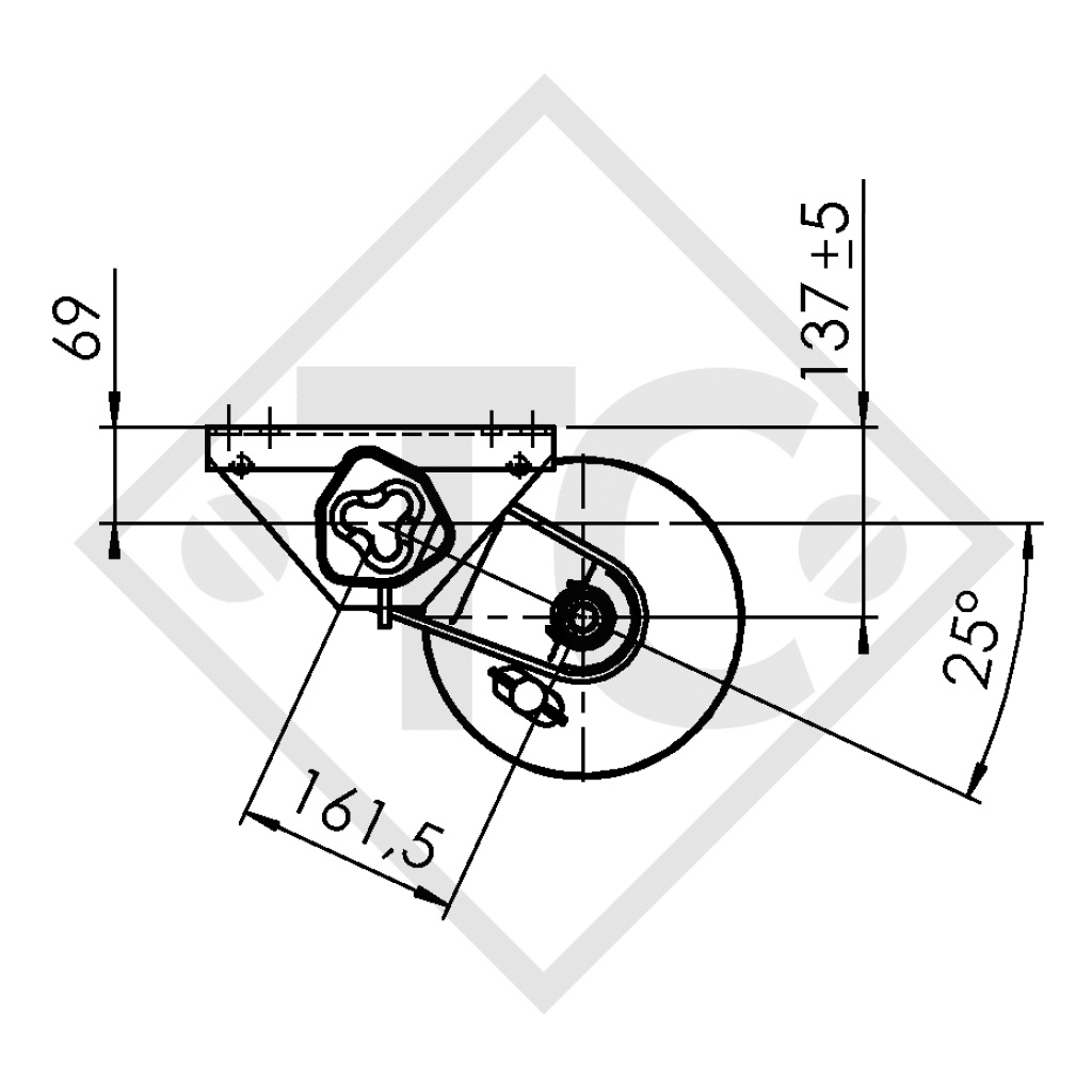 Eje con freno 1350kg EURO COMPACT tipo de eje B 1200-5, Satellite