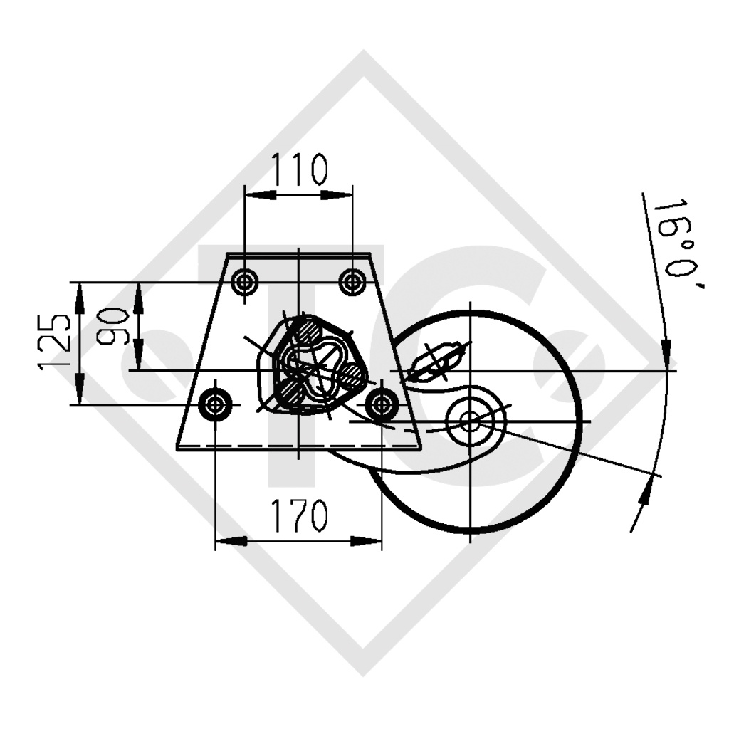 Braked axle 1300kg EURO Plus axle type DELTA SI-N 12, KNAUS, 1324353