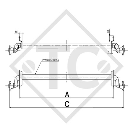 Essieu PLUS OPTIMA 750kg non freiné type d'essieu 700-5, 46.14.000.367