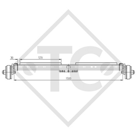 Eje con freno 700kg BASIC tipo de eje 2xB 700-4