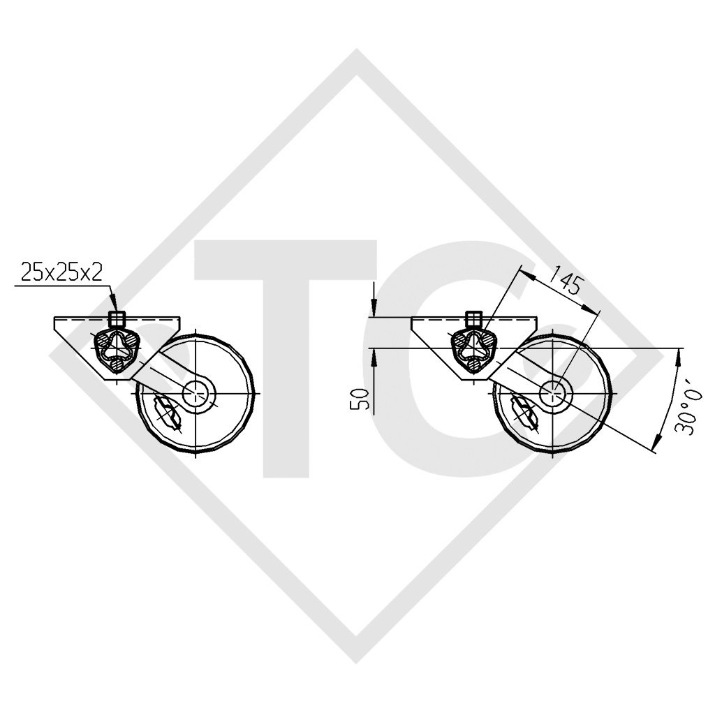 Essieu BASIC 700kg freiné type d'essieu 2xB 700-4