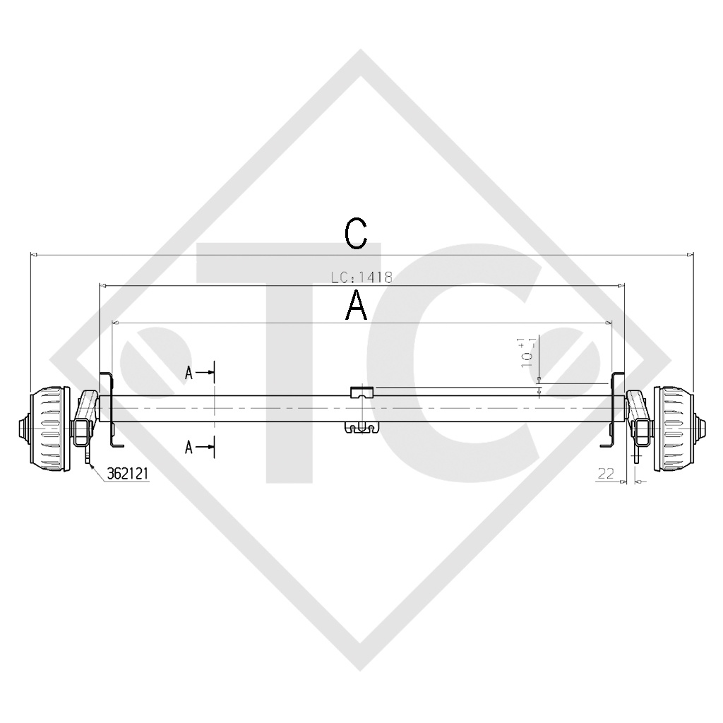 FTF Braked axle 1200kg axle type BT97012 , Sir Caravelair