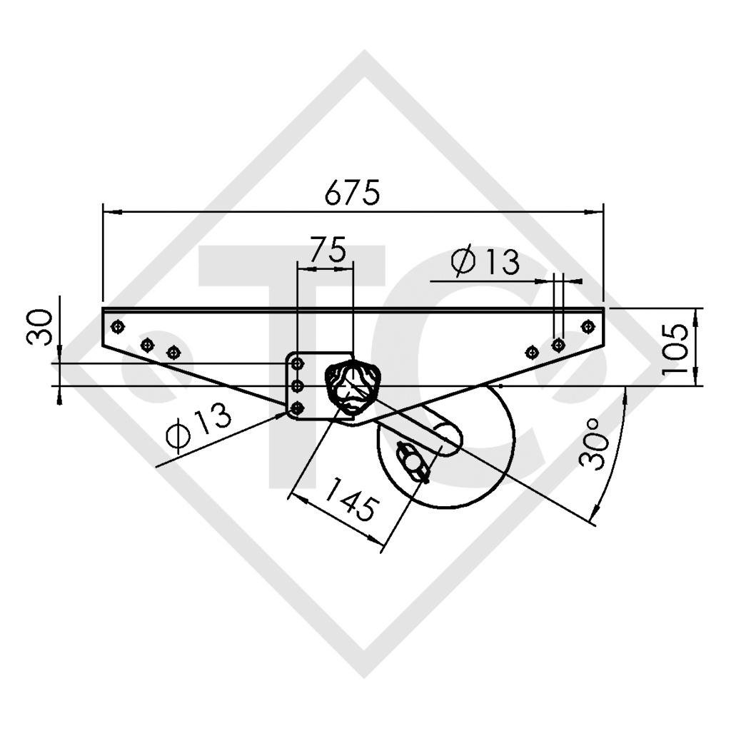 Braked axle 750kg BASIC axle type B 700-5