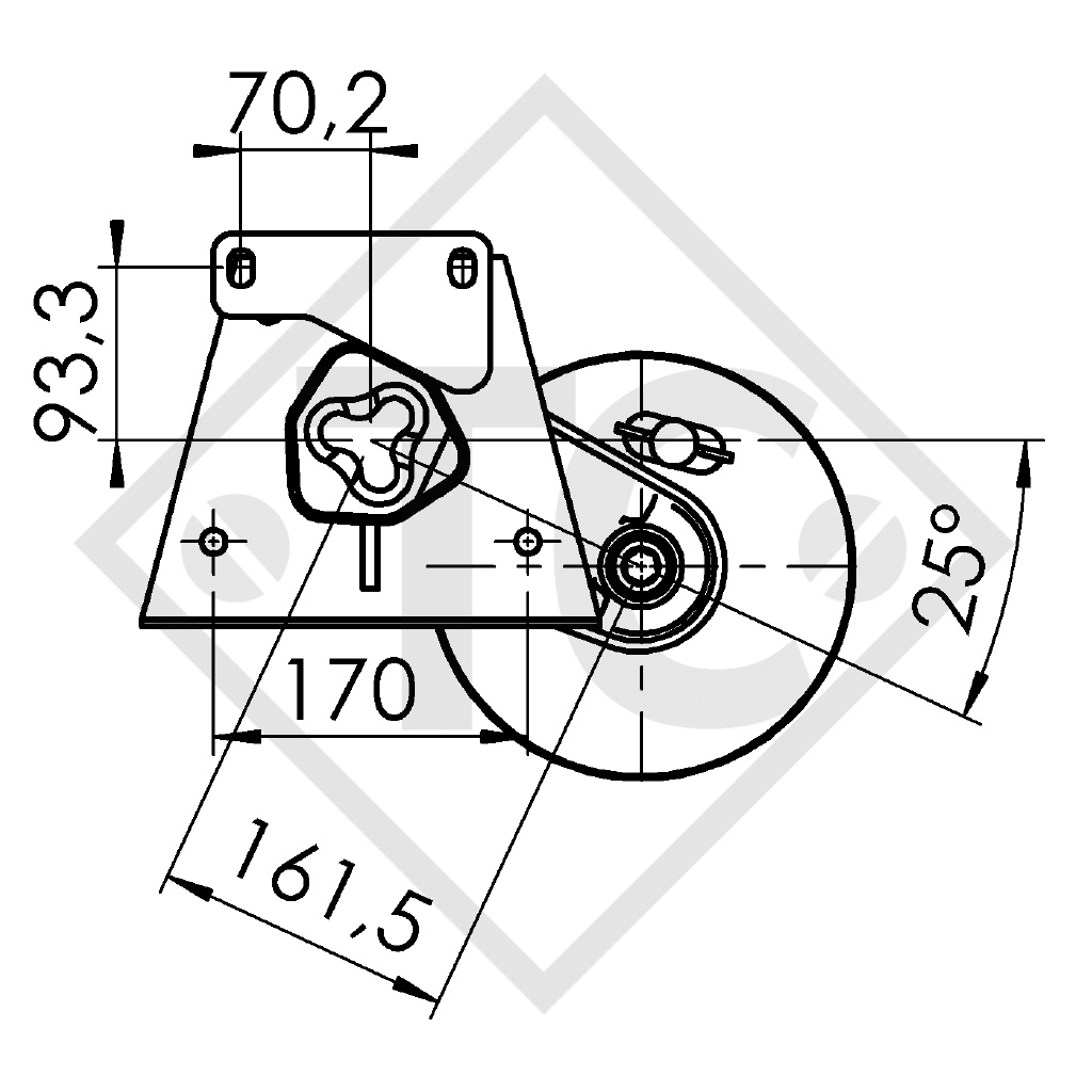 Braked axle 1300kg EURO COMPACT axle type B 1200-5, Trigano