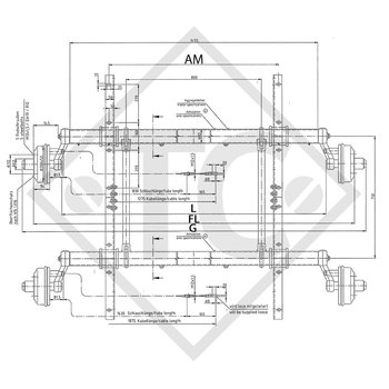 Lowering axles down to 200mm, axle type RONDO DS 2/1505, tandem 3000kg, 49.27.358.404