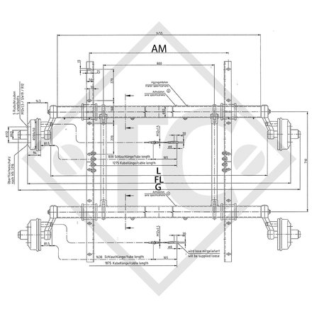 Lowering axles down to 200mm, axle type RONDO DS 2/1505, tandem 3000kg, 49.27.358.404