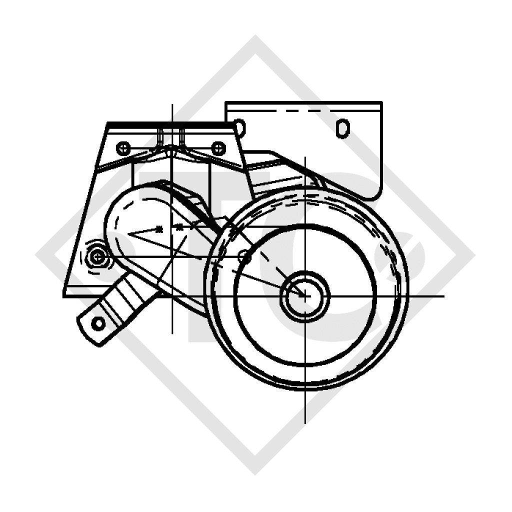 Braked axle 1360kg EURO1 axle type DELTA SIN 12-3
