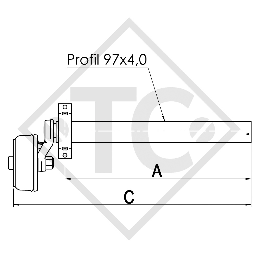 Semi ejes con freno 1600kg tipo de eje B 1600-1 (par) EURO1 para soldar