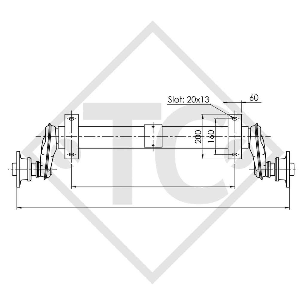 Eje sin freno 1350kg tipo de eje UBR PLUS 1200-6