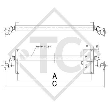 Eje sin freno 750kg PLUS OPTIMA tipo de eje 700-5