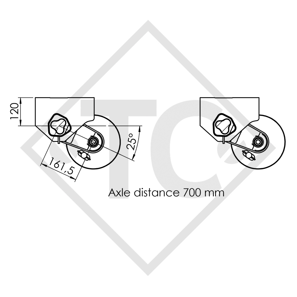 Gruppo tandema assale frenato 2000kg EURO COMPACT tipo di assale 2xB 1000-3