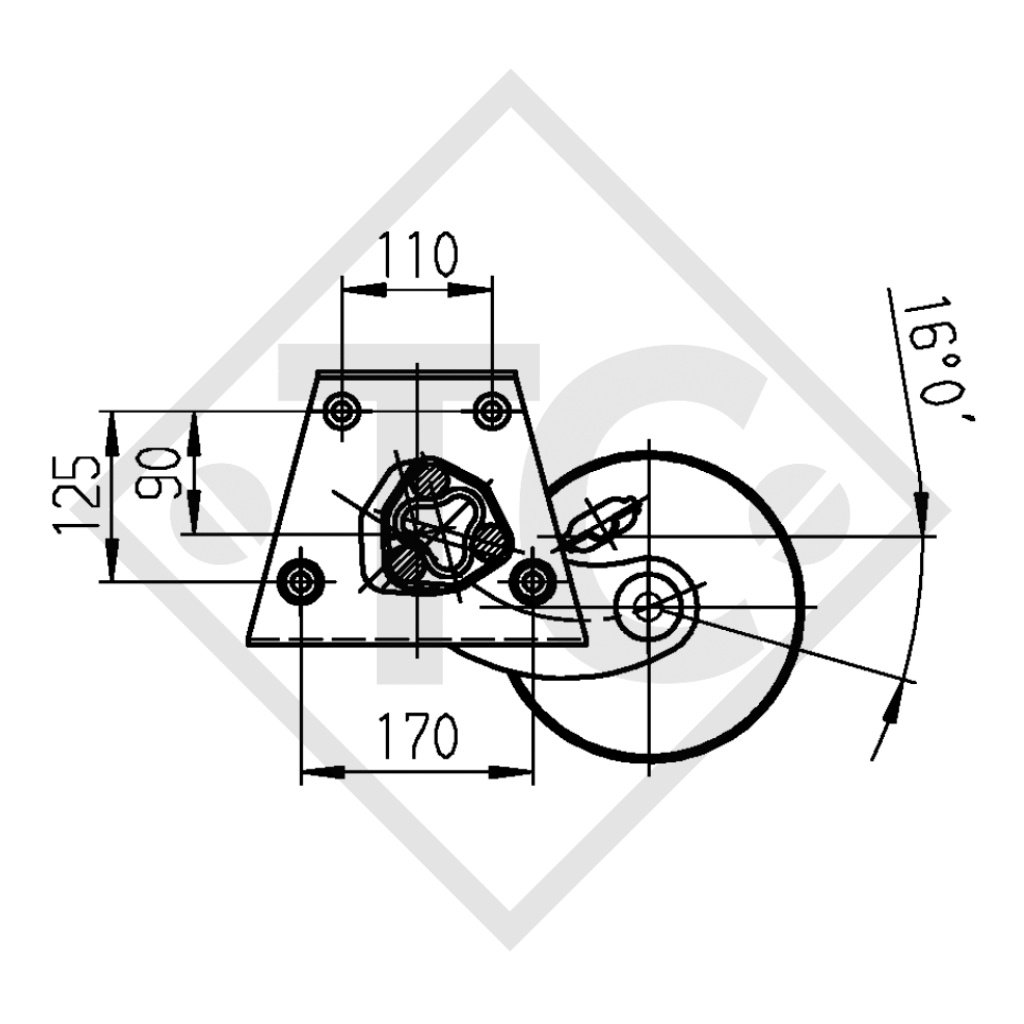 Braked axle 1000kg EURO1 axle type Delta SI-N 10