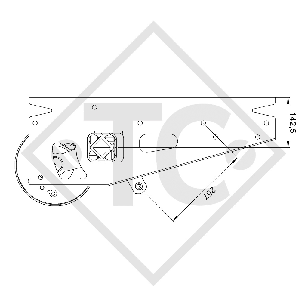Achse gebremst 1500kg / 1800kg Achstyp SCB 1505, 46.27.379.926, 4013642 - NACHBAU, DA ORIGINAL NICHT MEHR LIEFERBAR!