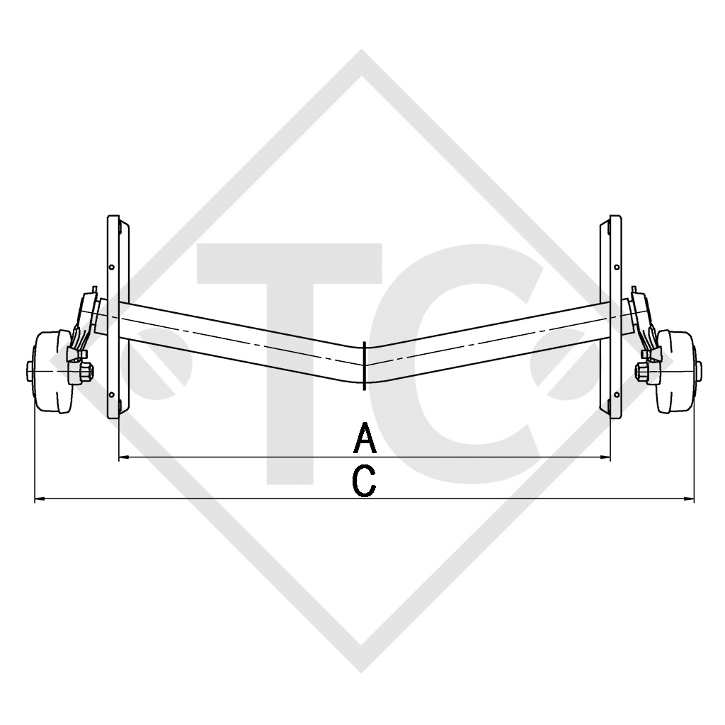 Achse gebremst 1800kg EURO1 Achstyp DELTA SI 18-1 mit AAA (Automatische Nachstellung der Bremsbeläge)