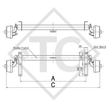 Eje con freno 750kg BASIC tipo de eje B 700-5